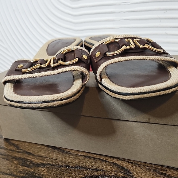 Cole Haan Brown and Gold Slide Sandals - Picture 7 of 7